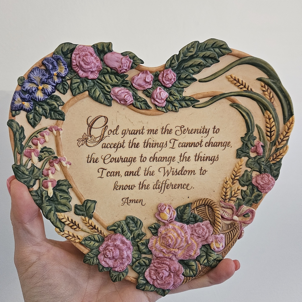 Bradford Exchange Floral Heart-Shaped Serenity Prayer Plaque